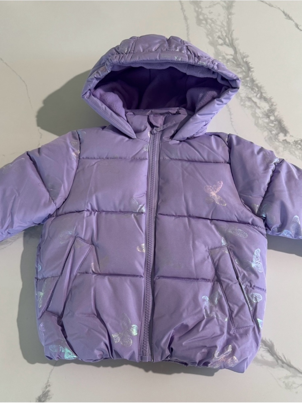 S Rothschild Toddler Girl Lilac Purple Foil Butterfly Coat Size 2T